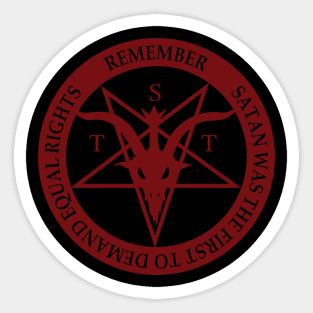 Satan Demands Equal Rights (translucent red) Sticker